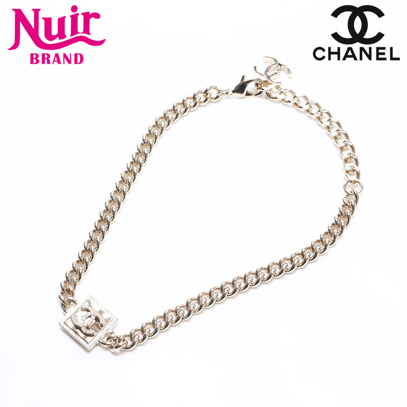 CHANEL 2023 B23P Choker COCO Mark Cube Necklace gold WS14573