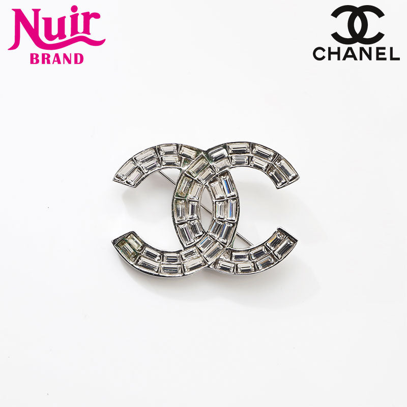 シャネル ブローチ ココマーク ラインストーン シルバー シャネル CHANEL 2001年 ココマーク ラインストーン ブローチ