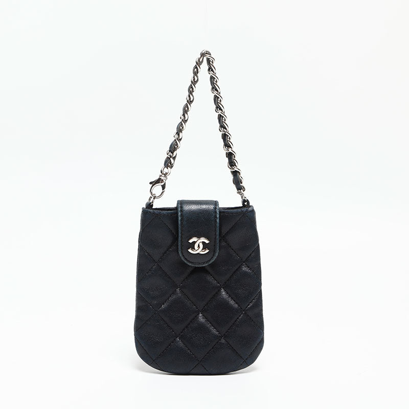 シャネル CHANEL 10番台 マトラッセ ミニ チェーン ポーチ ブラック
