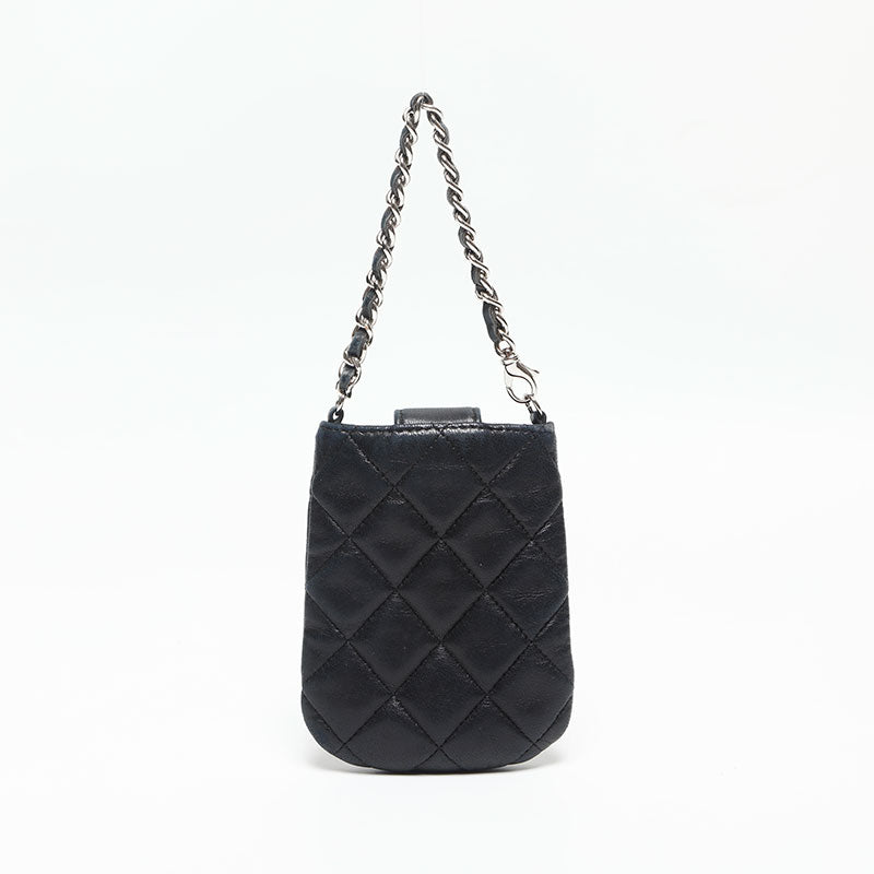 シャネル CHANEL 10番台 マトラッセ ミニ チェーン ポーチ ブラック