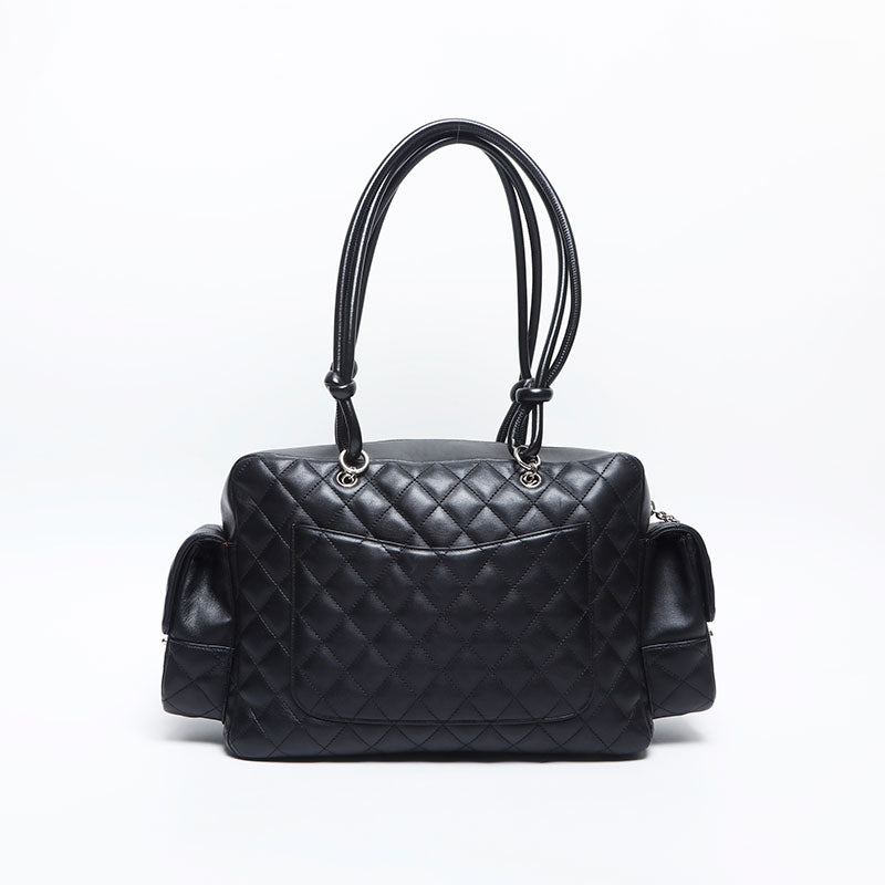 CHANEL No. 9 2004-2005 Cambon Line Boston Shoulder Bag black