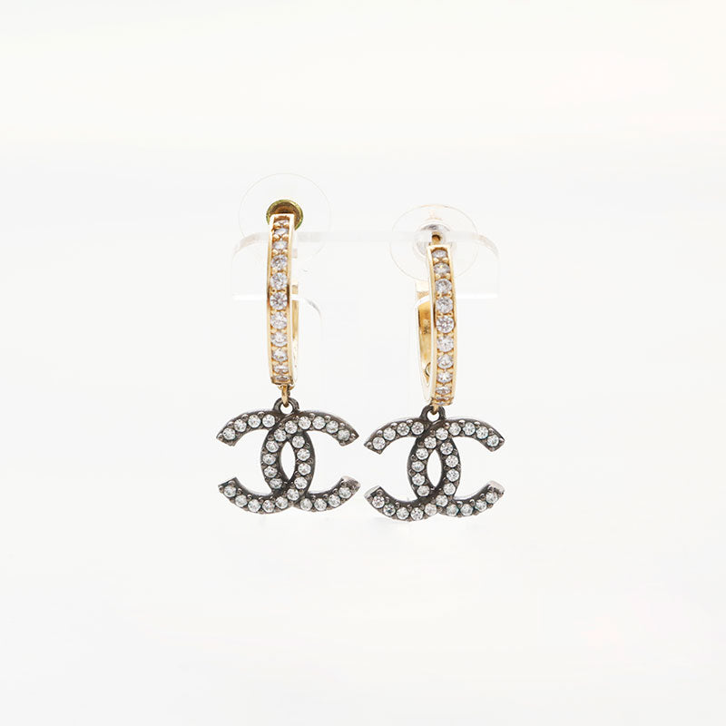 極美品 シャネル CHANEL 2020年 ラインストーン ココマーク ピアス