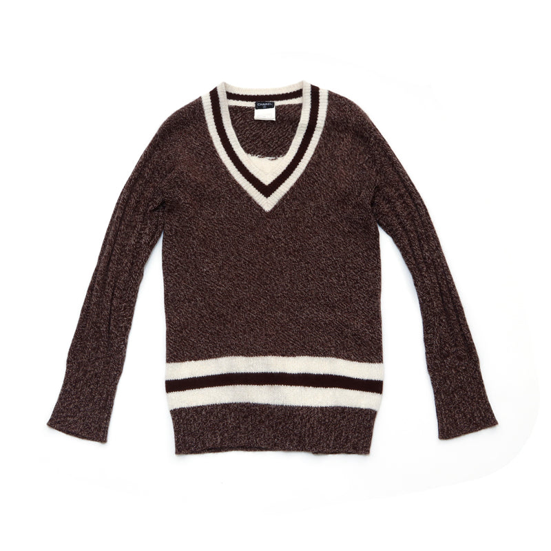 大特価　CHANEL ウール ニット セーター S 毛98% ブラウン 38 大特価 CHANEL ウール ニット セーター S 毛98% ブラウン 38