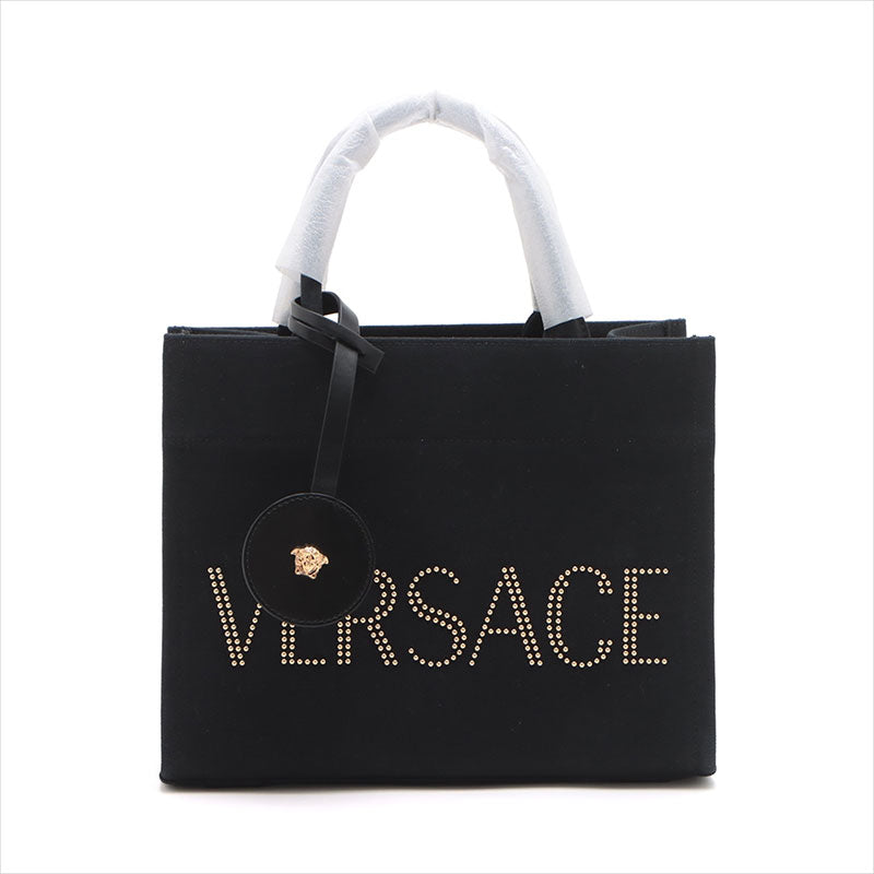 versace バッグ Versace Logo Canvas 2WAY Handbag Black WS15093 – NUIR VINTAGE
