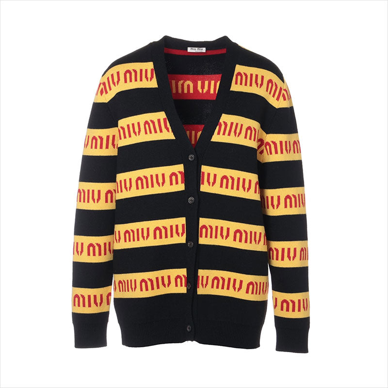 ミュウミュウ miu miu レタードワッペンカーディガン　36 ミュウ ミュウ Miu Miu 20年 ウール×ナイロン 38 MMF407 カーディガン