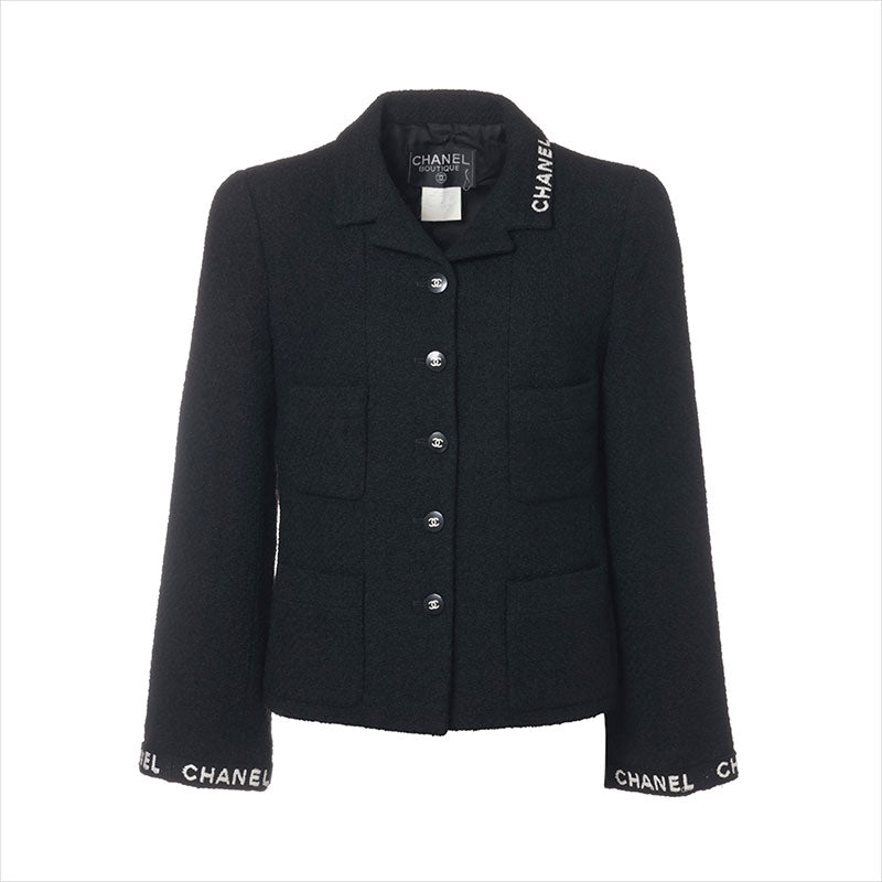 美品✨CHANEL ココボタン　ジャケット　ブラック 極美品 シャネル CHANEL ココボタン 95A ウール×ナイロン P05747V04386