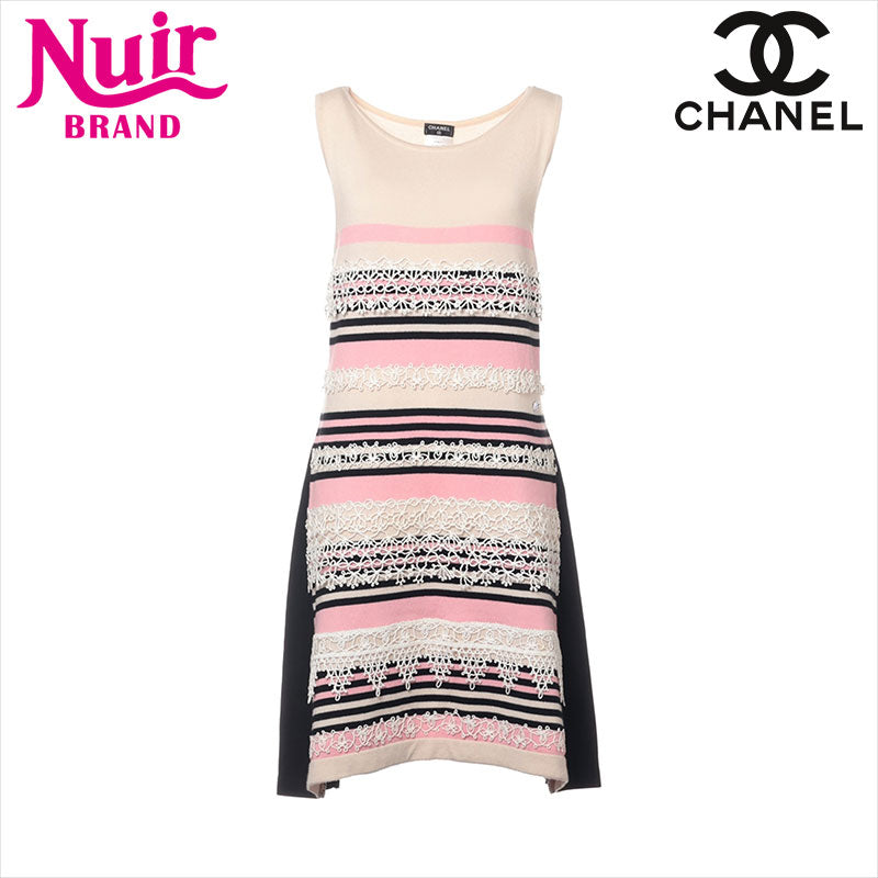 ココボタン　CHANEL ノースリーブ シャネル CHANEL ココボタン カシミヤ ノースリーブワンピース トップス