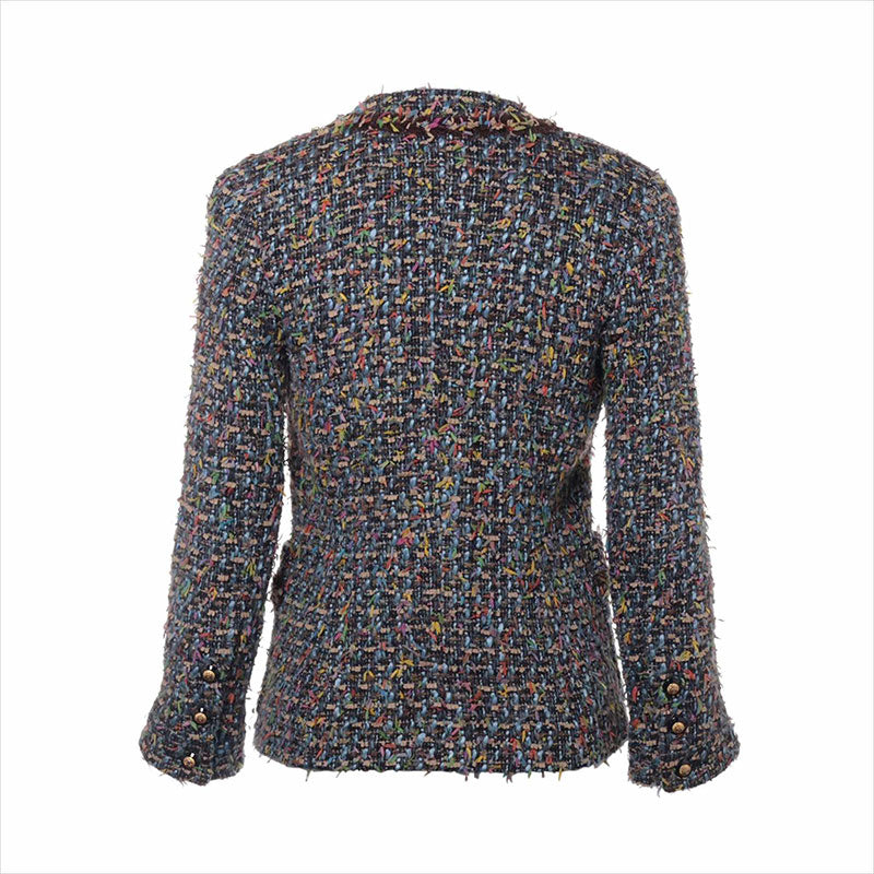 CHANEL Wool x nylon COCO Mark Button Tweed No color jacket P19186 purple 42