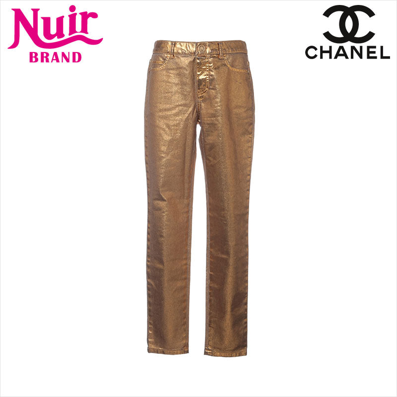 シャネル CHANEL Size:38 ココボタン コットン パンツ ゴールド シャネル CHANEL Size:38 ココボタン コットン パンツ ゴールド