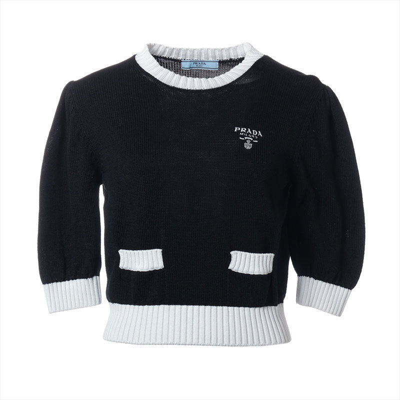 プラダ PRADA Size:36 2022 コットン 半袖 ロゴ ニット ブラック