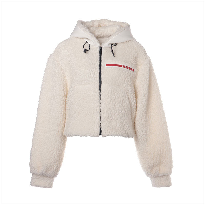 PRADA Fleece Cropped Double Fleece Jacket Size: XS Jacket white
