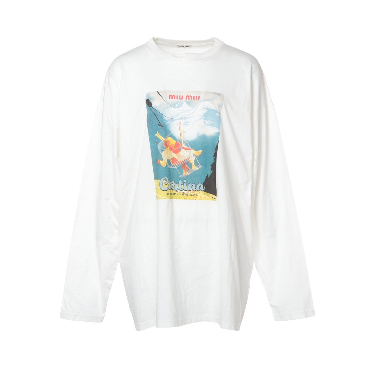Miu Miu Cotton Ski Print 2021 XL Long-sleeved T-shirt white