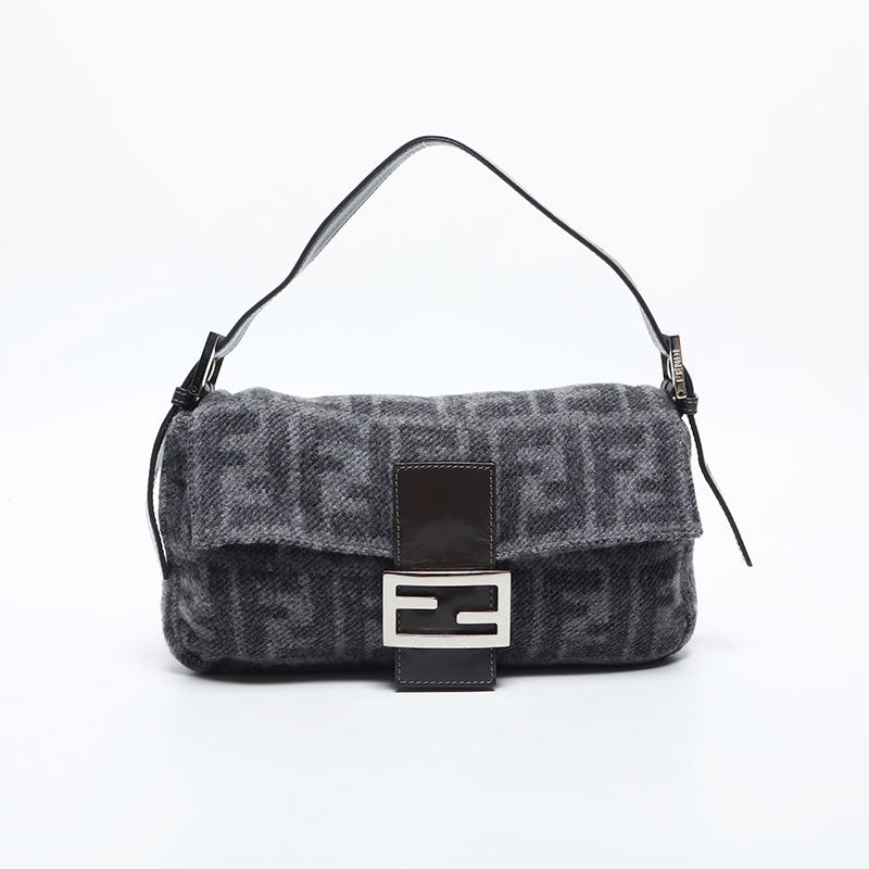 FENDI Wool Zucca Mamma Baguette Shoulder Bag gray WS20015 – NUIR