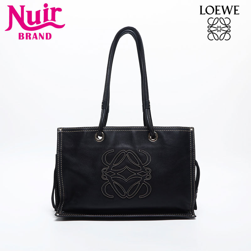 バッグ LOEWE LOGO LEATHER SHOULDER TOTE BAG LOEWE logo leather Tote Bag black WS20055 – NUIR VINTAGE