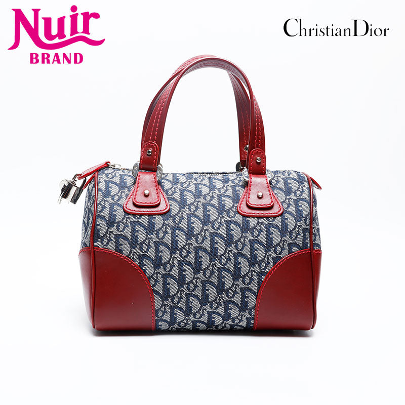 Christian Dior Canvas Oblique Trotter Mini Boston bag Navy red