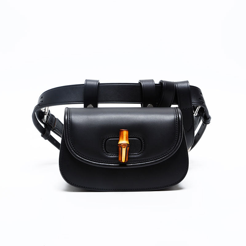 【SNW】GUCCI ブラック ボディバッグ GUCCI Leather Body Bag Bamboo Waist bag black WS20213 – NUIR VINTAGE