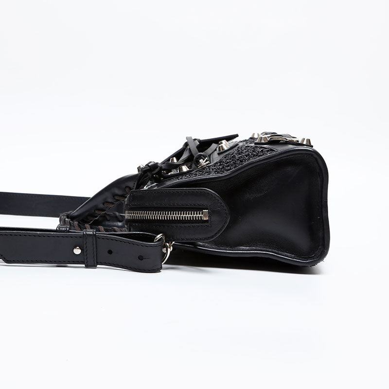 バレンシアガ BALENCIAGA レザー 編み込み ナノシティ ミニ ショルダー
