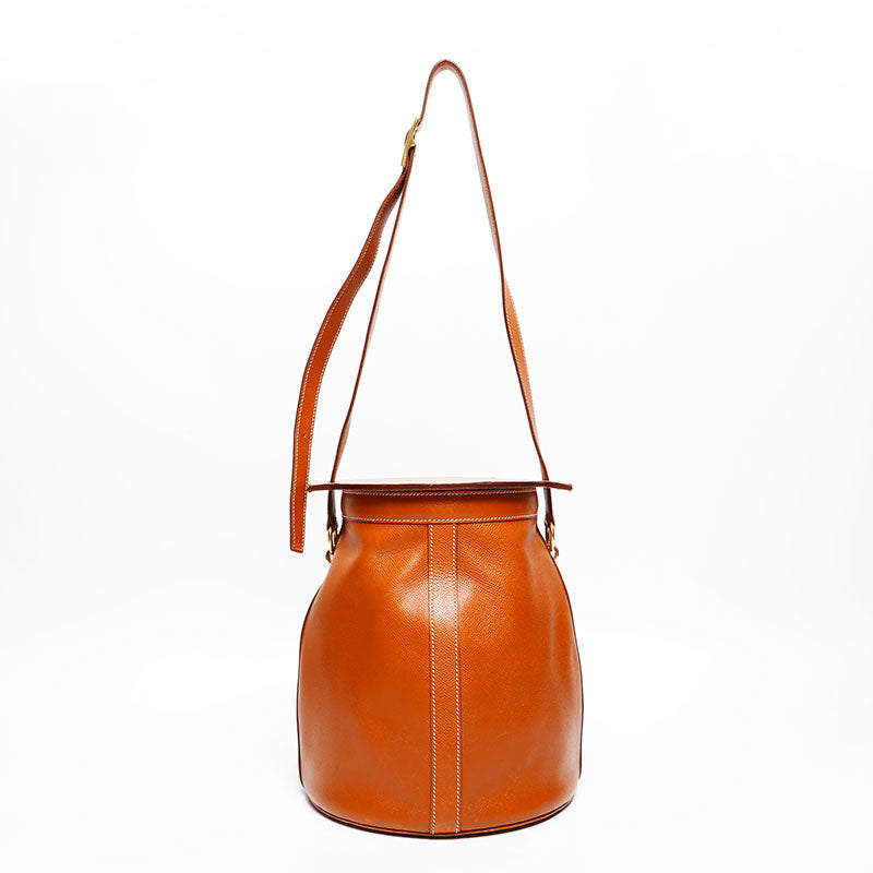 HERMES Made in 1989 S stamp Farming Shoulder Bag Brown WS20369