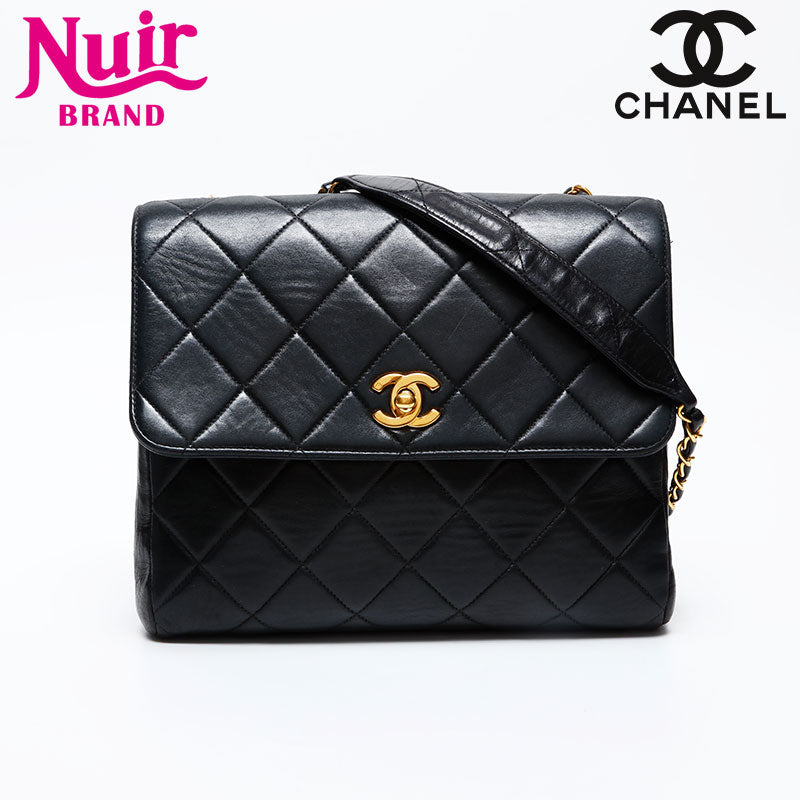 CHANEL No. 4 1996-1997 Lambskin Square Shoulder Bag black WS20714