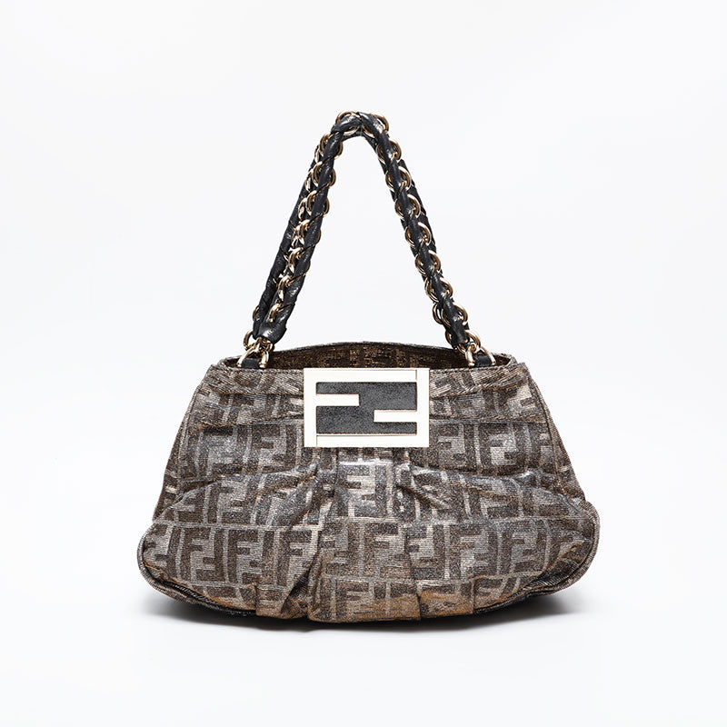 フェンディ FENDI ラム ズッカ ミラ マンマ ショルダーバッグ ゴールド