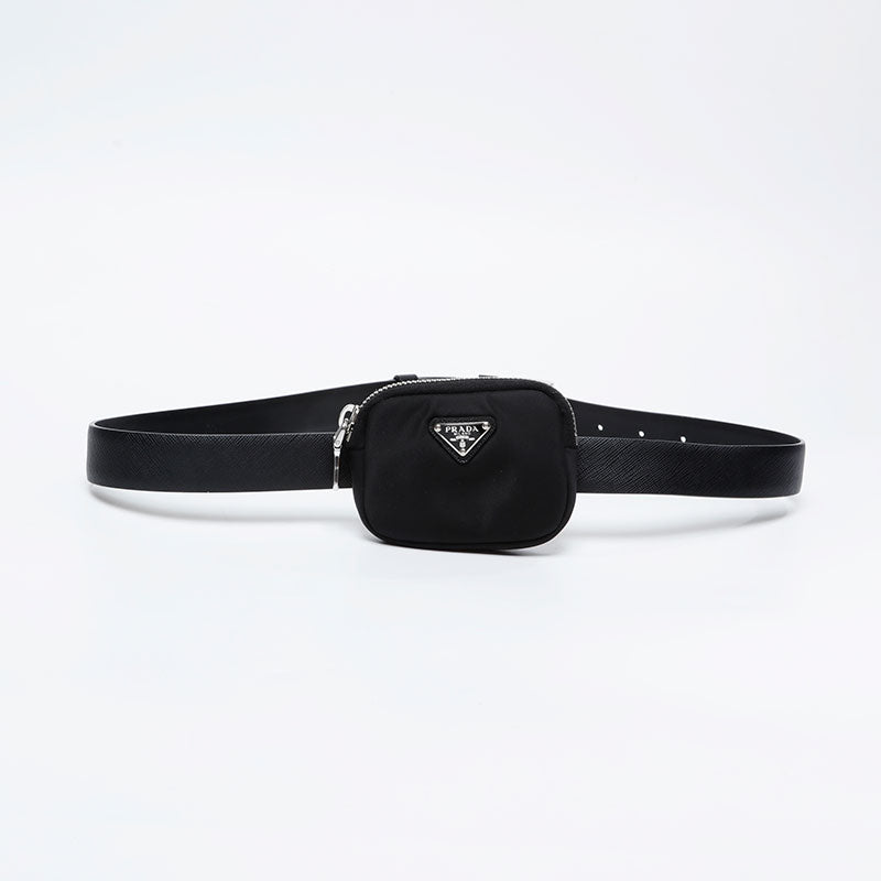 極美品 プラダ PRADA トライアングルロゴ ナイロン ベルト
