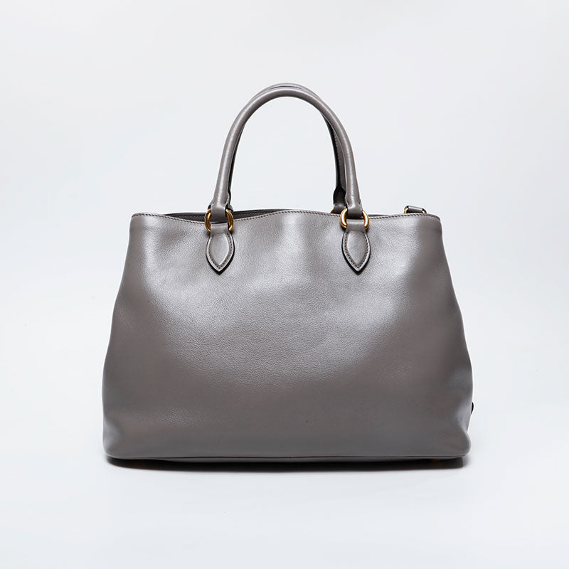 PRADA Logo embossed leather 2way Handbag gray WS21131 – NUIR VINTAGE
