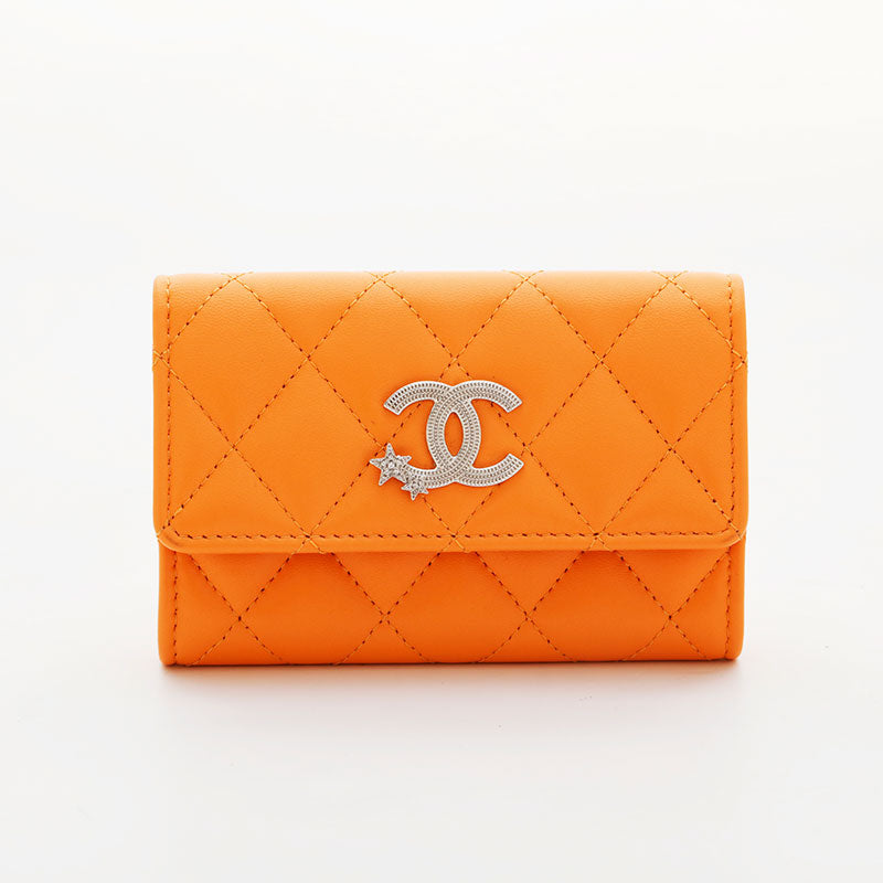 極美品 シャネル CHANEL ラムスキン ココマーク マトラッセ 名刺入れ