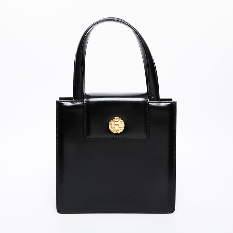 【やまばと】正規品！BVLGARI ブラックレザー バッグ 極美品 ブルガリ BVLGARI レザー ハンドバッグ ブラック WS21589