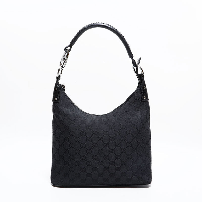 グッチ GUCCI GGキャンバス ホーボー ショルダーバッグ ブラック