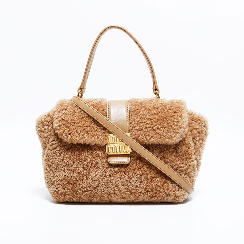 ミュウミュウ　ボール ミュウ ミュウ Miu Miu ボア 2way 2023AW シアリング ハンドバッグ