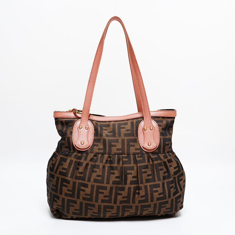 FENDI トートバッグ　ズッカ柄　2way レザー　キャンバス　ブラウン フェンディ FENDI キャンバス ズッカ トートバッグ ブラウン WS21930