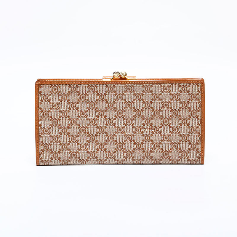 セリーヌ CELINE マカダム PVC がま口 長財布 ブラウン WS22015 – NUIR