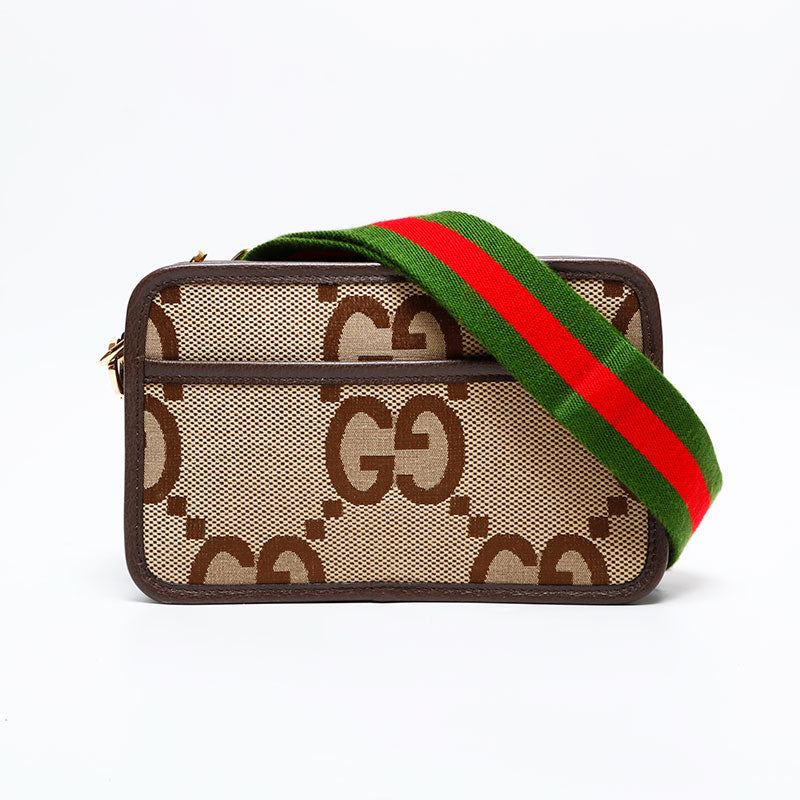 GUCCI ショルダーバッグ ブラウン GG柄 ミニバッグ 90666 1705 GUCCI GG Jumbo Canvas Mini Camera Shoulder Bag Brown WS22156