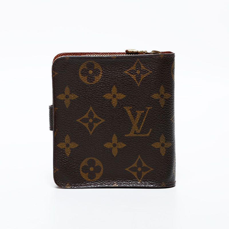 LOUIS VUITTON Monogram Compact Zip 2004 Bifold Wallet Brown
