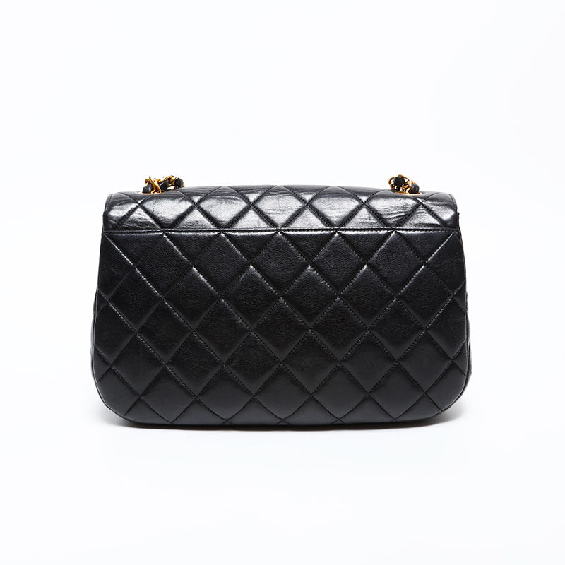 CHANEL No. 3 1994-1996 Lambskin Matelasse Flap Shoulder Bag black