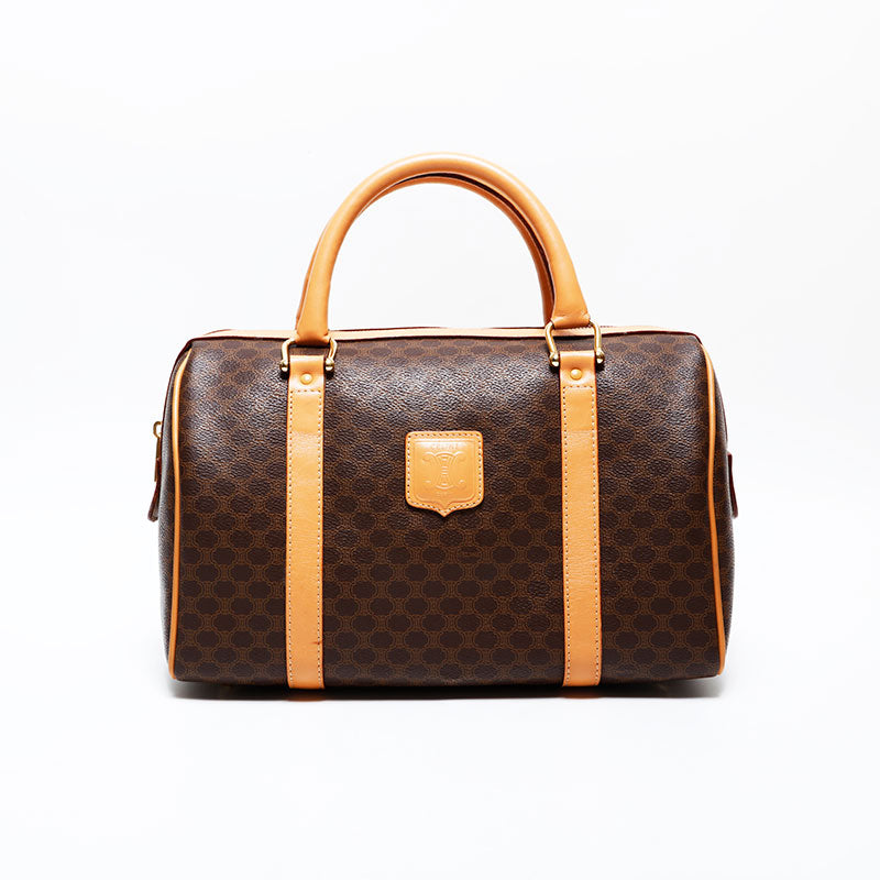 極美品 セリーヌ CELINE PVC マカダム ボストンバッグ ブラウン
