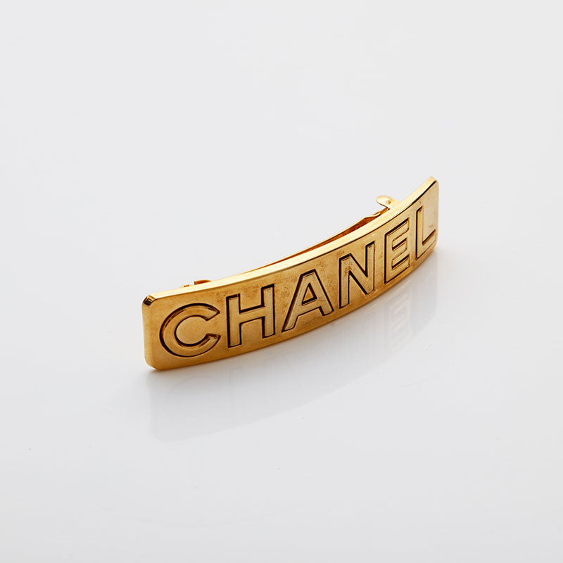 ヴィンテージ　シャネル　バレッタ　97P ゴールド CHANEL】シャネル バレッタ ロゴ ヴィンテージ 金メッキ