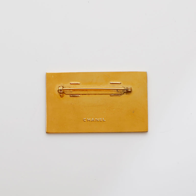90s CHANEL シャネル ロゴプレート ブローチ ヴィンテージ シャネル CHANEL ロゴ プレート カンボン ブローチ ゴールド