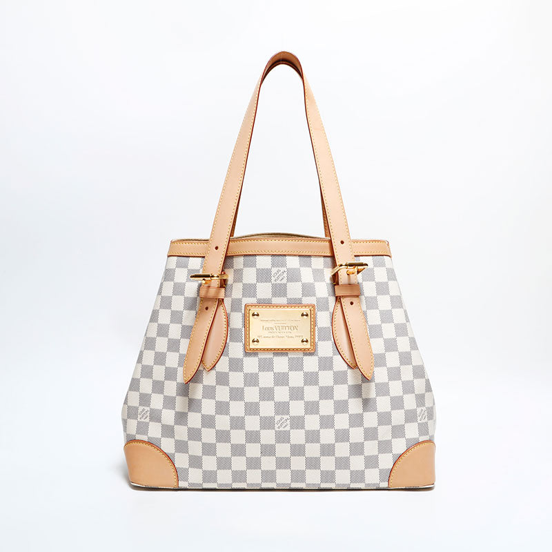 LOUIS VUITTON 2012 Damier Azur Hampstead MM Tote Bag white WS22437