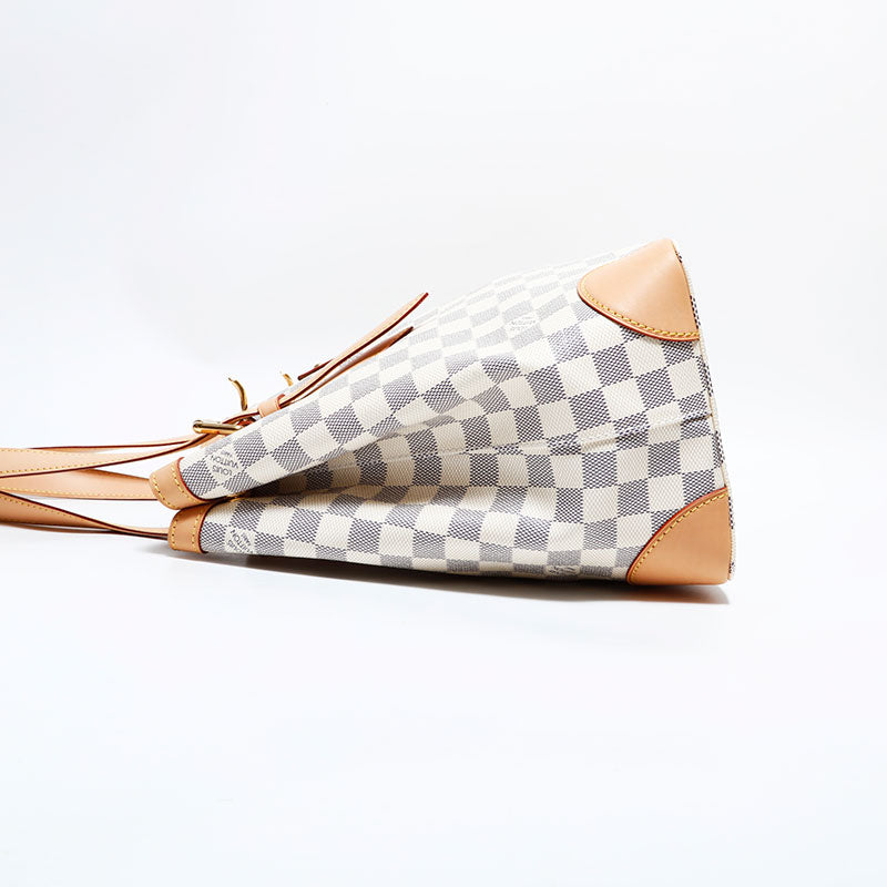 LOUIS VUITTON 2012 Damier Azur Hampstead MM Tote Bag white WS22437
