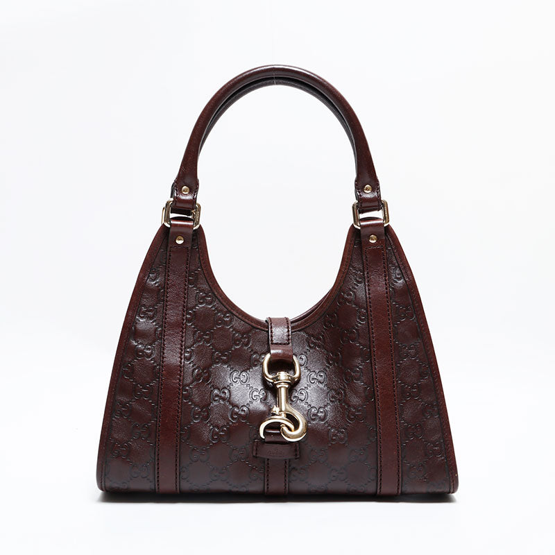 GUCCIベロアvintageバッグ✦ GUCCI Leather GG Shima Jackie Shoulder Bag Brown WS22466