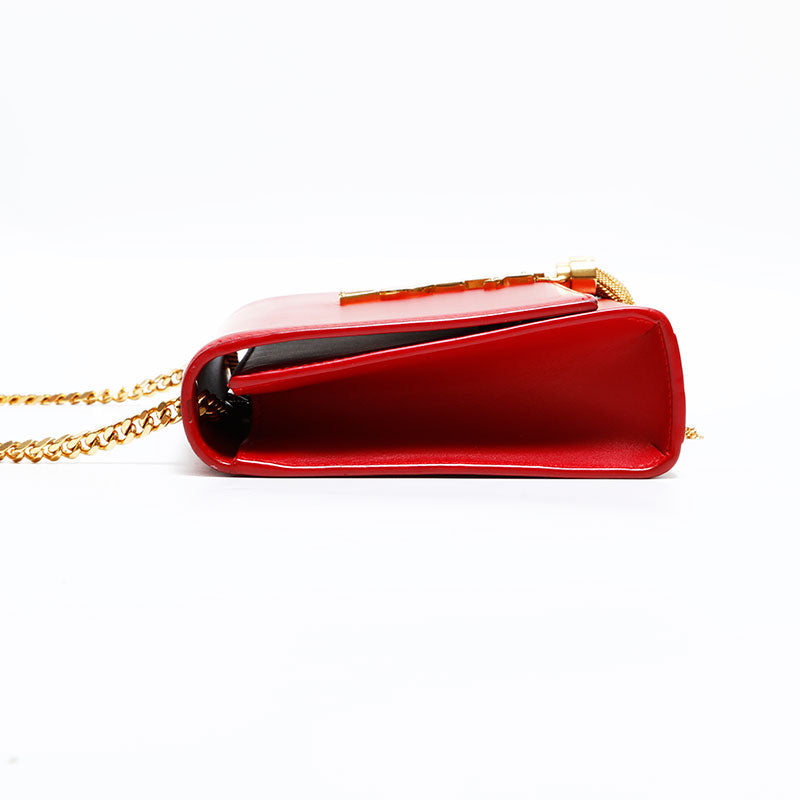 イヴ サンローラン リボン サテン ショルダーバッグ ポシェット レッド イヴ・サンローラン YVES SAINT LAURENT ケイト レザー
