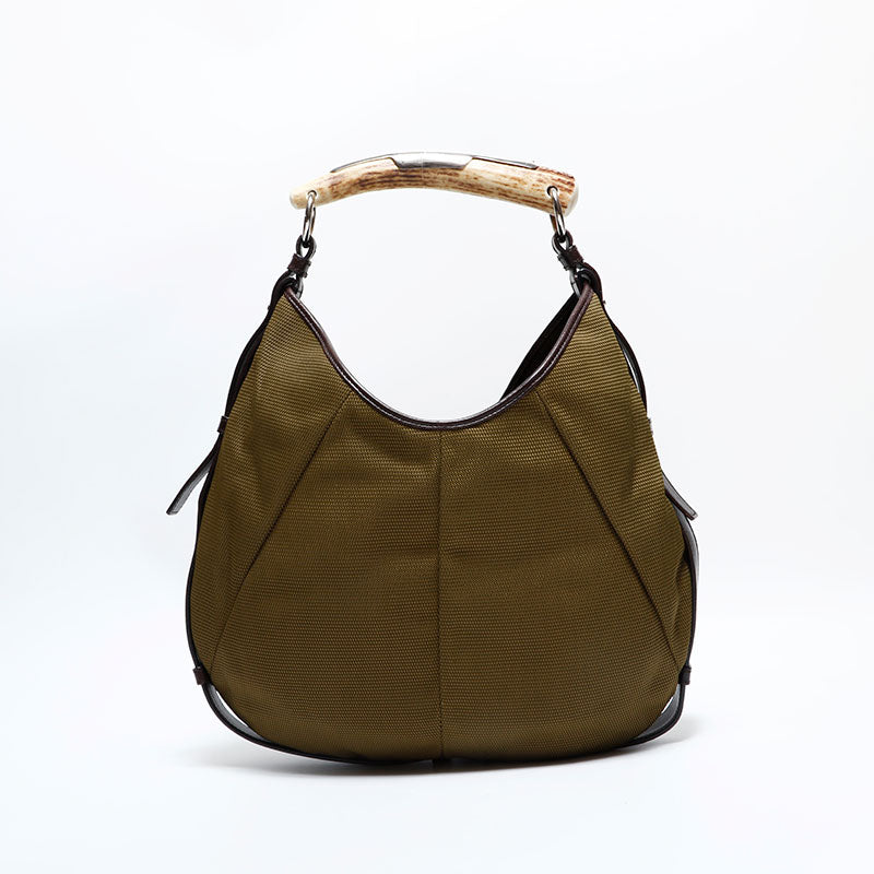 YVES SAINT LAURENT YSL Canvas Hobo Mombasa Shoulder Bag khaki