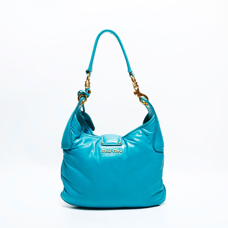 【極美品】MIU MIU ナッパインプントゥーレ L字ファスナー 水色 極美品 ミュウ ミュウ Miu Miu ナッパ レザー パドロック