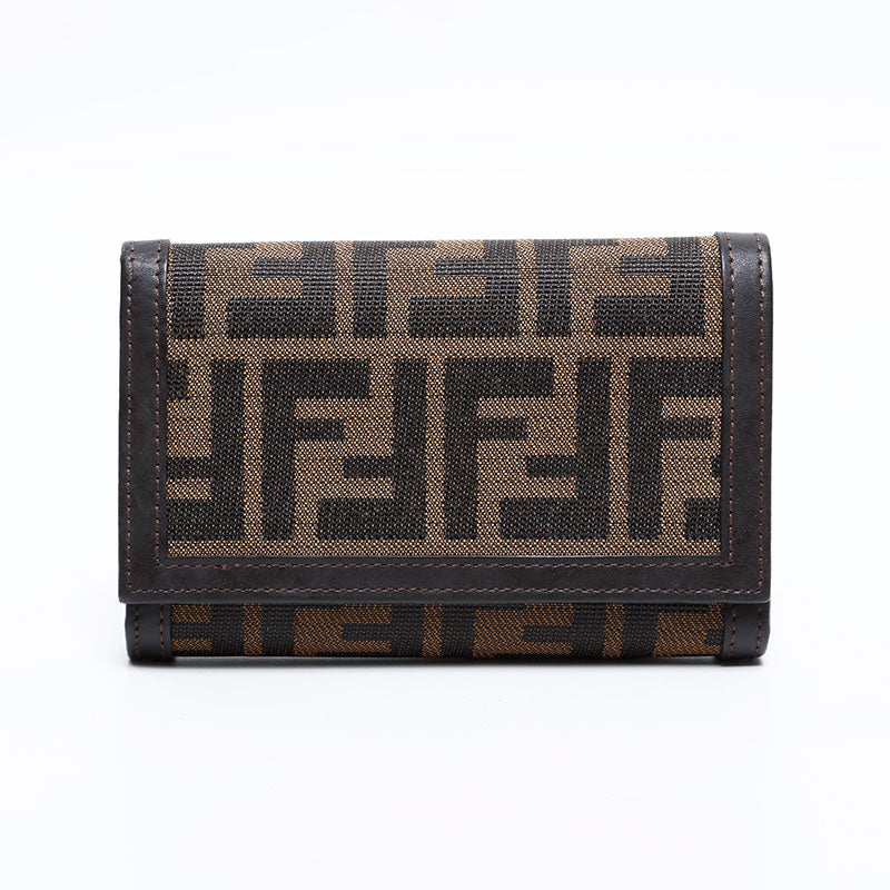 未使用【FENDI】フェンディ ズッカ柄 二つ折り財布 レザー ブラウン FENDI フェンディ 二つ折り財布 7M0001 AJF8 メンズ レザー ミニ