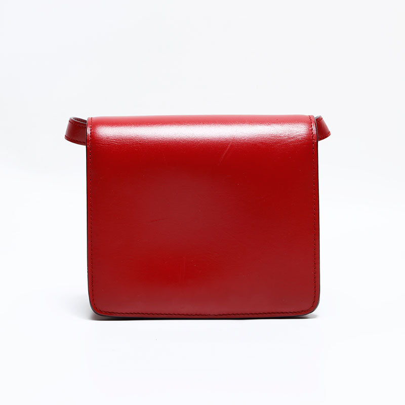 セリーヌ CELINE クラシック ボックス レザー ショルダーバッグ レッド