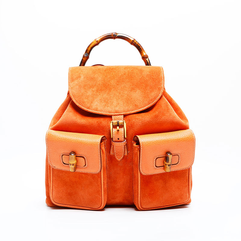 グッチ GUCCI スエード バンブー リュック・デイパック オレンジ