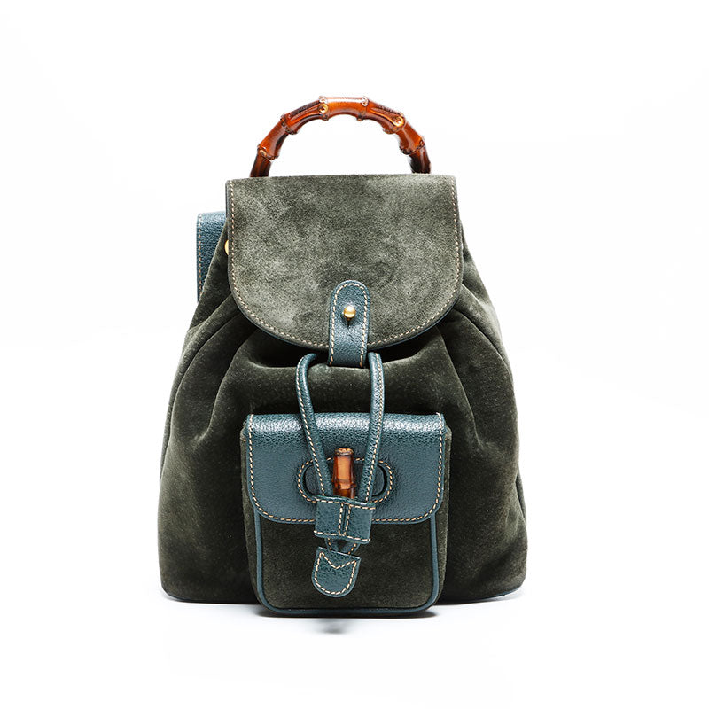 グッチ GUCCI スエード バンブー リュック・デイパック グリーン