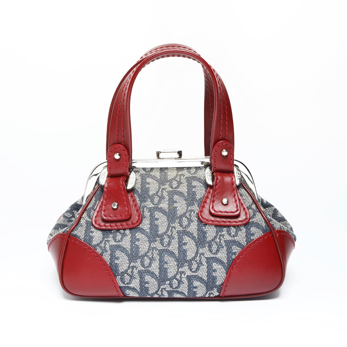Christian Dior Trotter clasp bag canvas Handbag Blue red WS23738