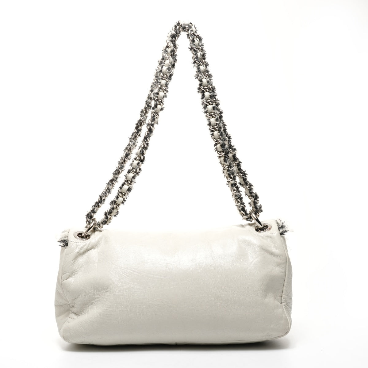 CHANEL No. 14 1996-1997 Wool Flap Tweed Chain Shoulder Bag gray